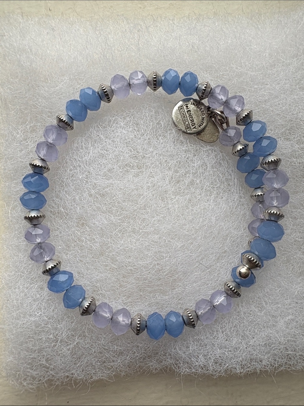 Alex and Ani Light Blue & Lavender Beaded Stretch Bracelet